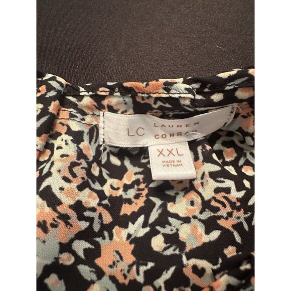 LC Lauren Conrad Women’s Top Sz XXL Floral Blouse Short Sleeve Pullover Boho - Picture 3 of 9